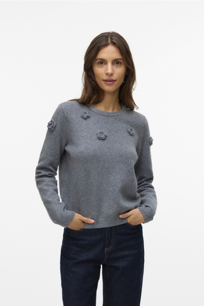 VMROSE LS O-NECK PULLOVER BOO 10331434 MEDIUM GREY MELANGE